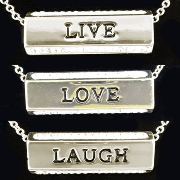 NWT Live, Love, Laugh Gold and Crystal Necklace - Picture 1 of 8